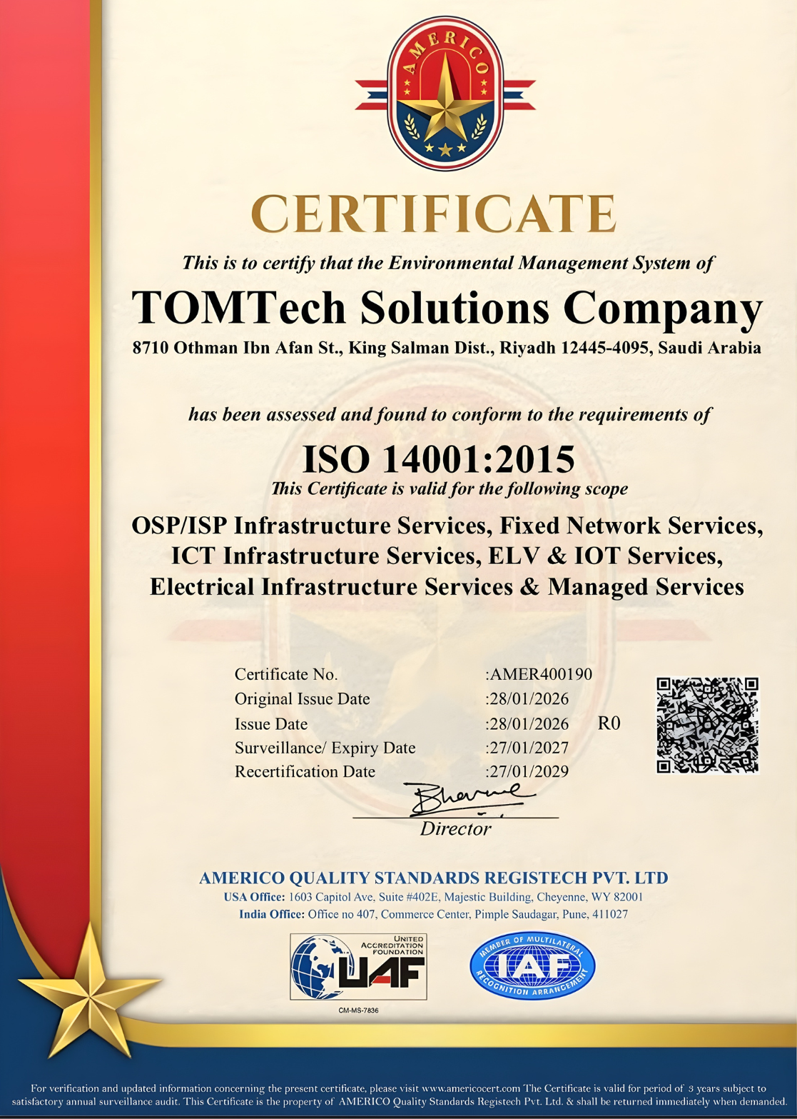 ISO 14001:2015 certification